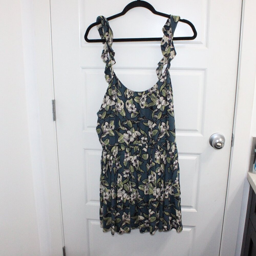 Free People Floral Mini Dress - Blue and Green